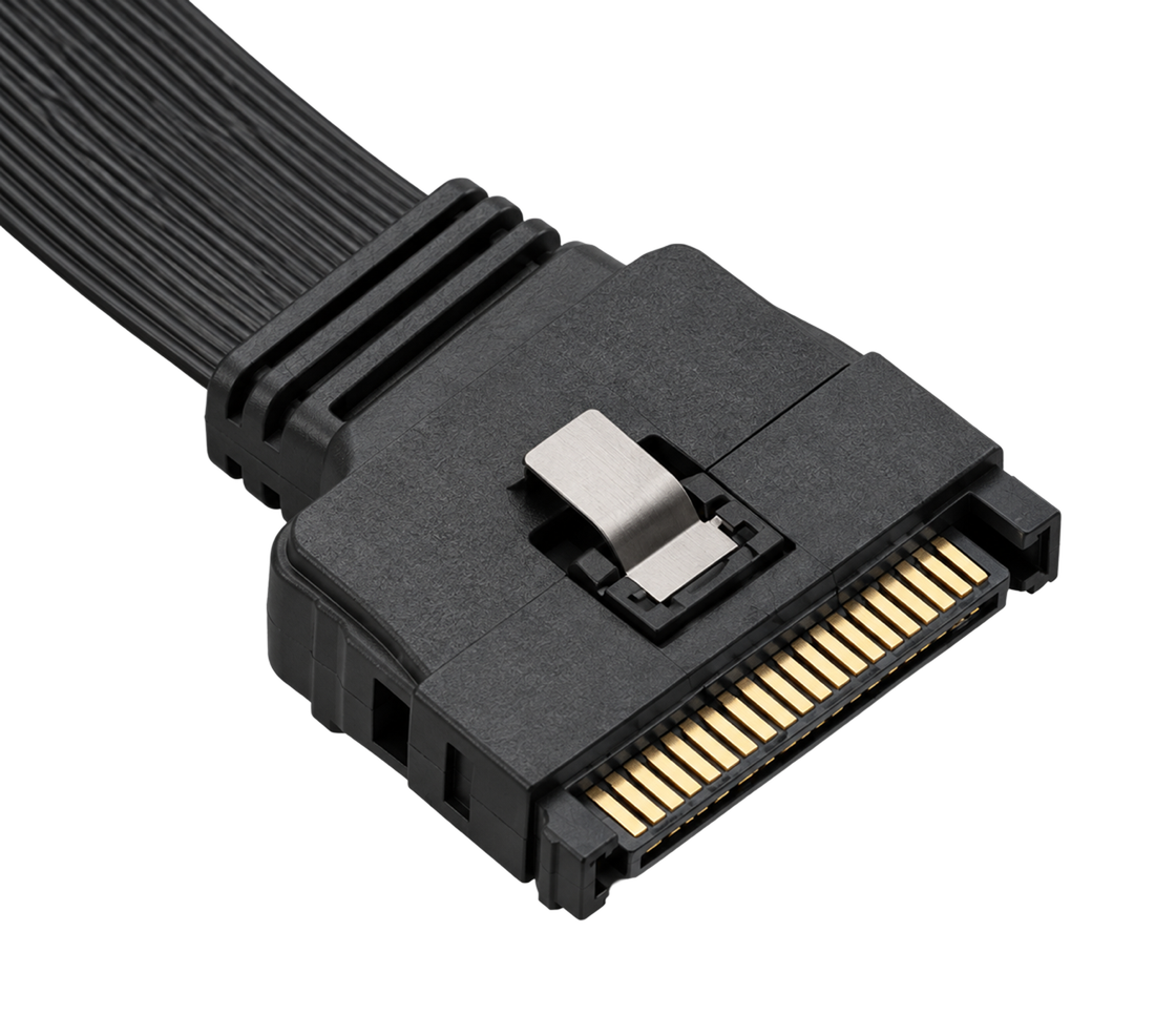 SAS ribbon cable connector close-up